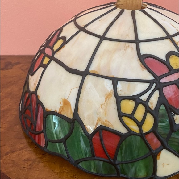 Vintage Tiffany Style Stained Plastic Light Shade Butterflies Shade Only -Read - Picture 4 of 16